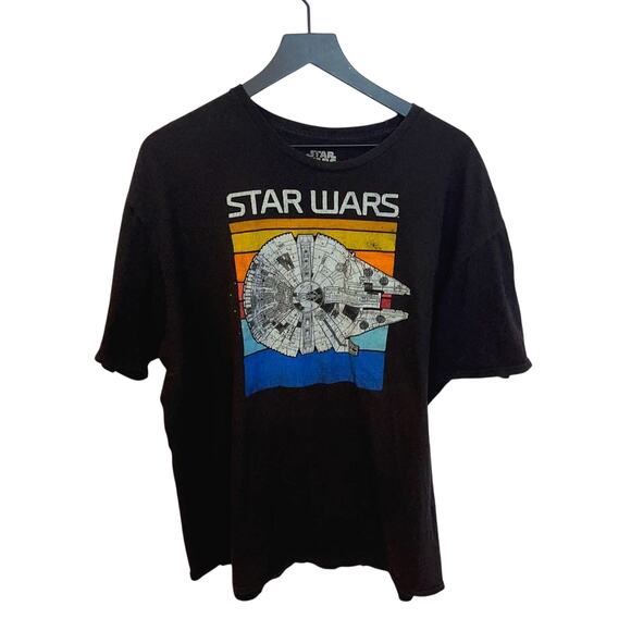 Star Wars Millennium Falcon Retro Graphic Tee Black T-Shirt 2XL - Picture 1 of 4